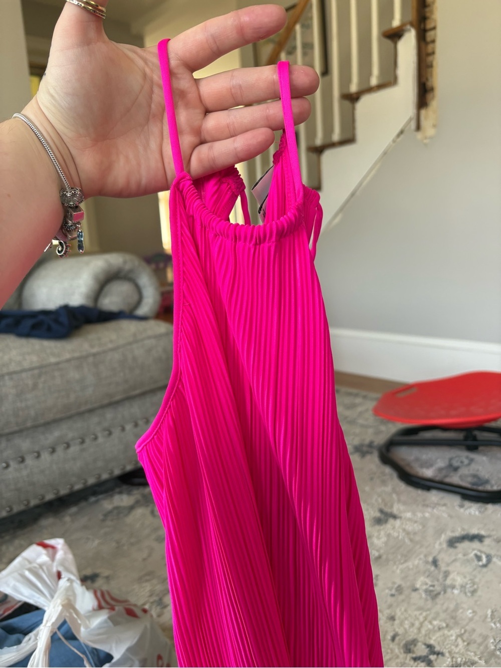 a new day Hot Pink Pleated Midi Dress - Picture 4 of 5